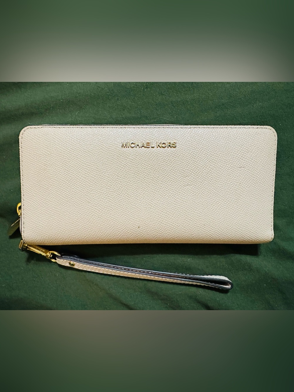 Michael Kors Saffiano Leather Wristlet with Gold Logo
